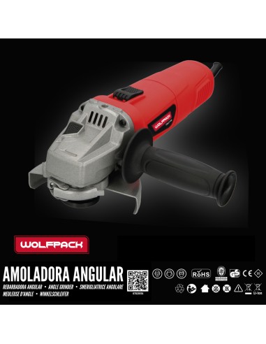 Amoladora Angular 900 Watt. Disco Ø 125 mm. 11.000 R.P.M. Mango 3 Posiciones Eje M14 Protector Disco Ajustable, Anti arranque