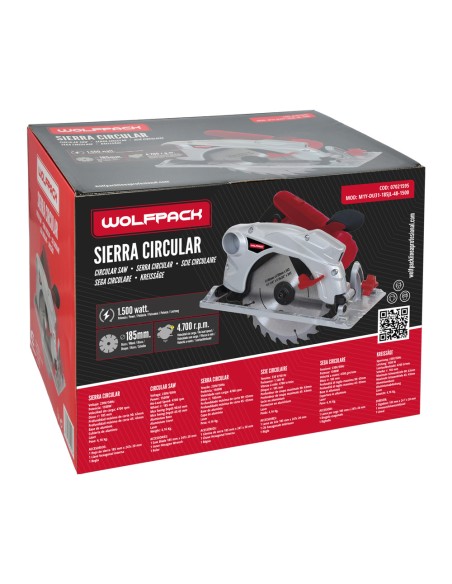 Sierra Circular 1300 Watt. Con Laser Disco 185 mm. 4.700 RPM Corte Inglete Regulador de Profundidad. Ingletadora, Sierra Madera