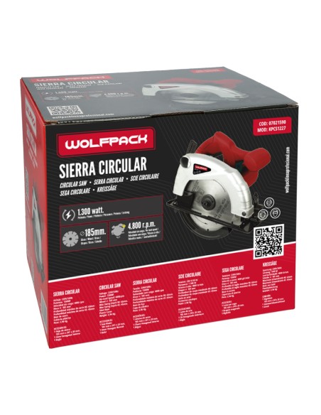Sierra Circular 1300 Watt. Disco 185 mm. 4.800 RPM Corte a Inglete Con Regulador de Profundidad. Ingletadora, Sierra Madera.