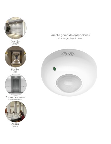 Detector De Movimiento Por Infrarrojos Con Sensor Crepuscular 360°. Ajustable