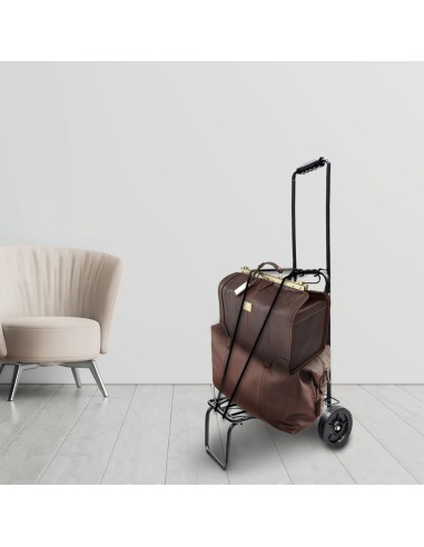 Carretilla Plegable Metalica De Carga - Porta Maletas Con Cuerda Elastica 93,5x33x44 cm. Carro De Transporte 50 Kg.