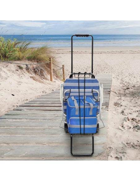 Carretilla Plegable Metalica De Carga - Porta Maletas Con Cuerda Elastica 93,5x33x44 cm. Carro De Transporte 50 Kg.