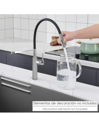 Monomando Fregadero Flexible Con Soporte Grifo Flexible Chorro Aireado, Chorro Rociado. Grifo Cocina, Grifo Alto,Grifo Fregadero
