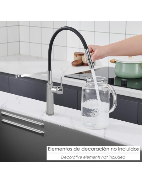 Monomando Fregadero Flexible Con Soporte Grifo Flexible Chorro Aireado, Chorro Rociado. Grifo Cocina, Grifo Alto,Grifo Fregadero