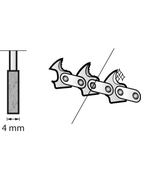 Punta de amolar para afilar sierras de cadena 4 mm