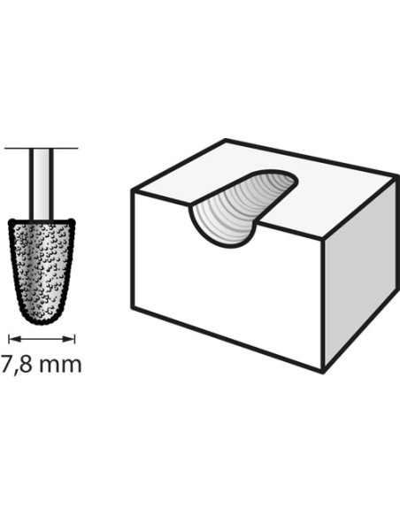 Fresa con dientes estructurados de carburo de tungsteno con forma cónica 7,8 mm