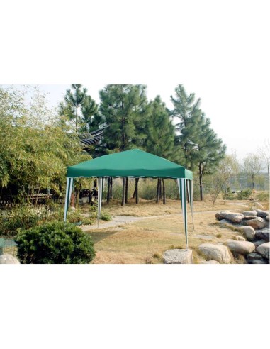 GAZEBO VERDE Y RAYAS BL/VERD PLEGABLE POL 3X3