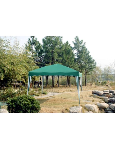 GAZEBO VERDE Y RAYAS BL/VERD PLEGABLE POL 3X3