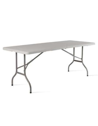 MESA RESINA/ACERO OXFORD 183X76X74CM PLEGABLE BLANCA