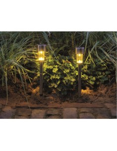 BALIZA LED SOLAR DE JARDIN EXTERIOR (BLANCO CALIDO)