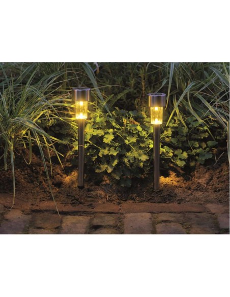 BALIZA LED SOLAR DE JARDIN EXTERIOR (BLANCO CALIDO)