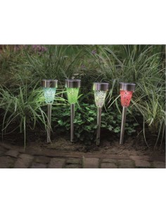 BALIZA LED SOLAR CRISTALES 4 COLORES EXT.