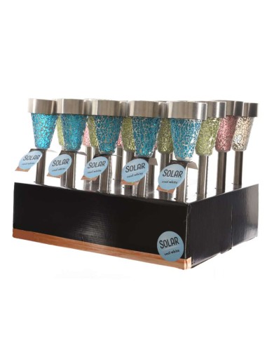 BALIZA LED SOLAR CRISTALES 4 COLORES EXT.