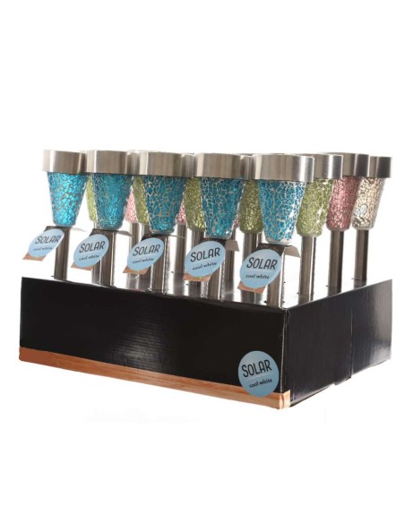 BALIZA LED SOLAR CRISTALES 4 COLORES EXT.