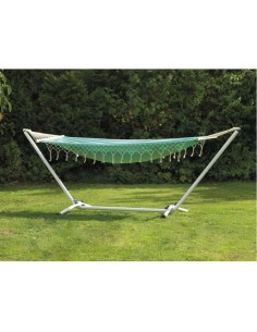 HAMACA TEXTIL VERDE LAGO CON BARRA DE MADERA