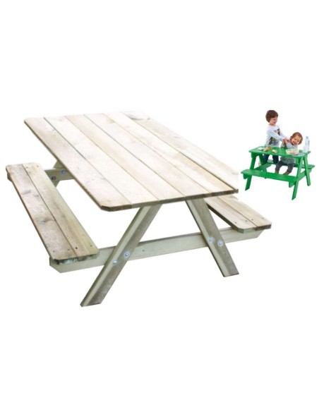 MESA PICNIC DE MADERA 91X90X57CM TRIGANO JA