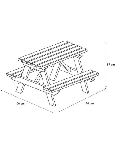MESA PICNIC DE MADERA 91X90X57CM TRIGANO JA