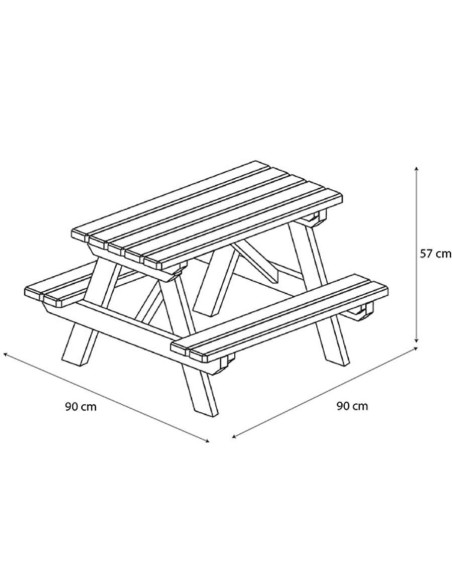 MESA PICNIC DE MADERA 91X90X57CM TRIGANO JA