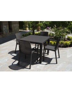 MESA ELEGANTE RATAN 80X80X72CM ANTRACITA