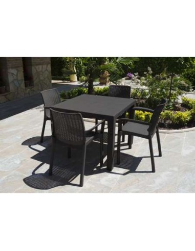 MESA ELEGANTE RATAN 80X80X72CM ANTRACITA