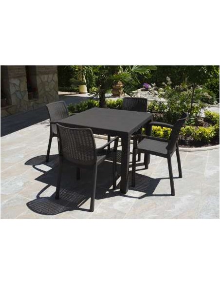 MESA ELEGANTE RATAN 80X80X72CM ANTRACITA