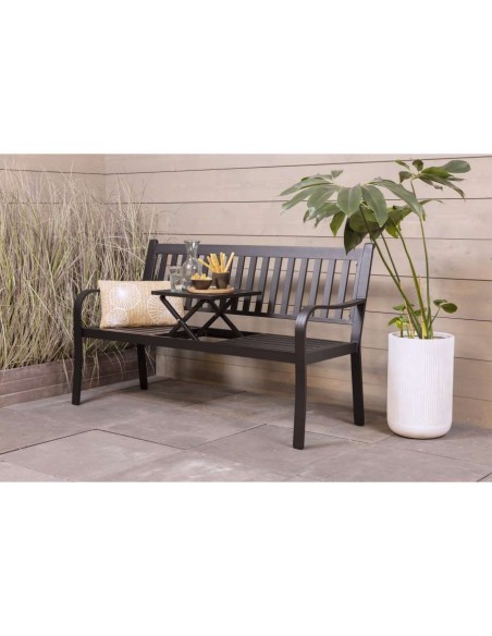 BANCO DE ALUMINIO NEGRO CON MESITA