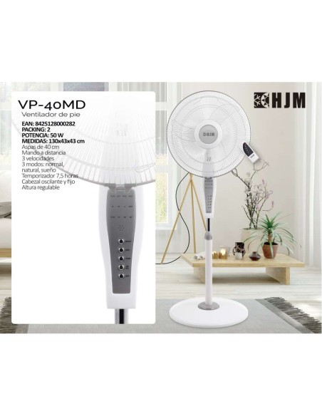 VENTILADOR DE PIE 50W BLANCO 40CM