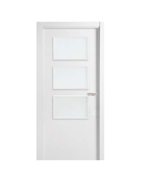 PUERTA BLOCK LACADA MACIZA RAYAS VIDRIO 2030X725X35 IZQUIERDA