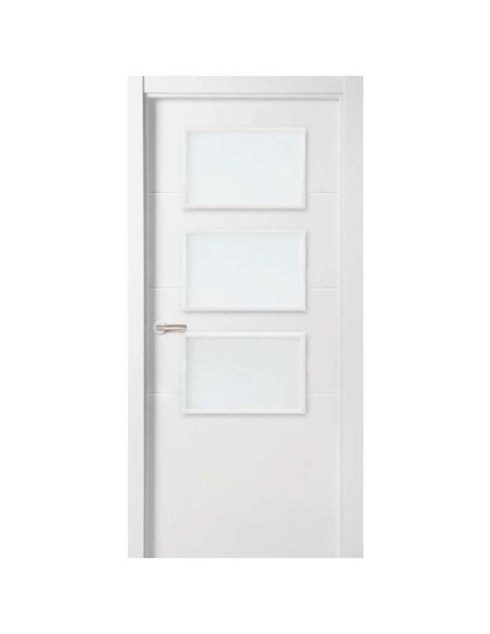 PUERTA BLOCK LACADA MACIZA RAYAS VIDRIO 2030X825X35