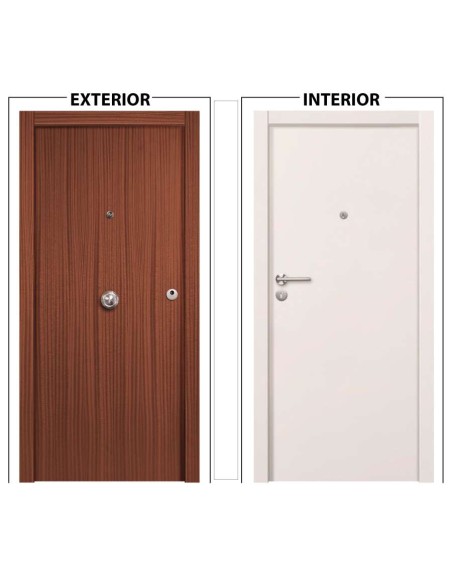 PUERTA BLOCK BLINDADA SAPELY EXTERIOR BLANCA LISO INTERIOR2030X825X45 DERECHA