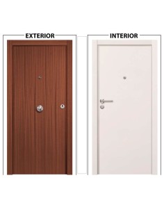 PUERTA BLOCK BLINDADA SAPELY EXTERIOR Y BLANCO LISO INTERIOR 2030X825X45IZQUIERD