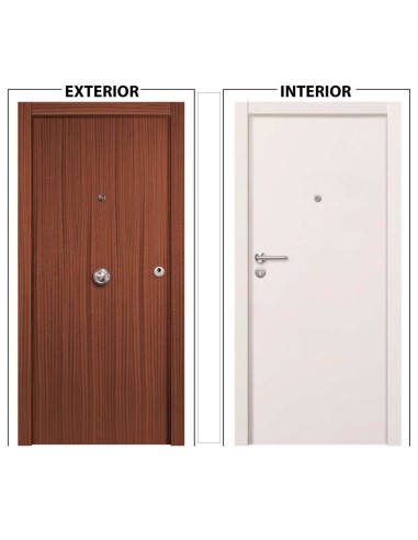 PUERTA BLOCK BLINDADA SAPELY EXTERIOR Y BLANCO LISO INTERIOR 2030X825X45IZQUIERD