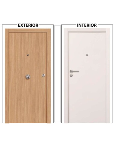 PUERTA BLOCK ROBLE EXTERIOR Y BLANCO LISO INTERIOR 2030X825X45DERECHA