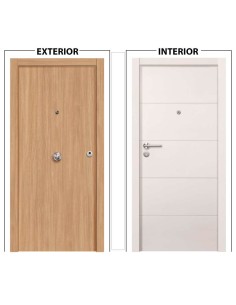 PUERTA BLOCK ROBLE LISO EXTERIOR BLANCO/RAYAS INTERIOR 2030X825X45 DERECHA