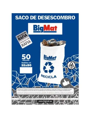 PAQUETE 50 SACOS ESCOMBRO BIGMAT BLANCO 55X80 (B) TECNOPACKI