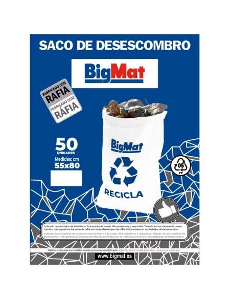PAQUETE 50 SACOS ESCOMBRO BIGMAT BLANCO 55X80 (B) TECNOPACKI
