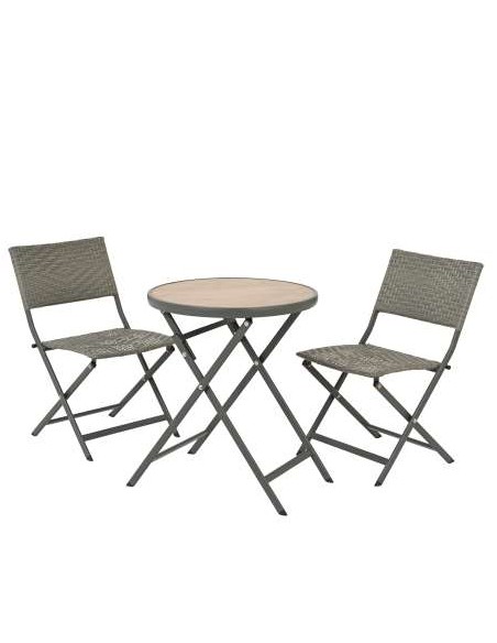 SET TALLINN GREY 2 SILLAS + 1 MESA