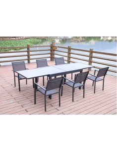 CONJUNTO LYON MESA EXTENSIBLE 135/270X90X75CM + 6 SILLAS