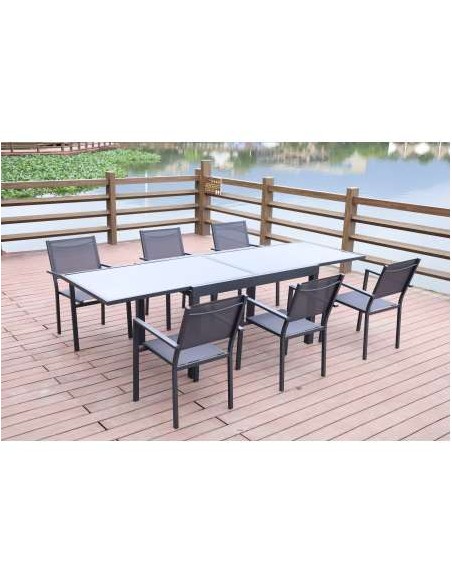 CONJUNTO LYON MESA EXTENSIBLE 135/270X90X75CM + 6 SILLAS