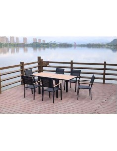 CONJUNTO LOIRA MESA EXTENSIBLE 90/180X90X75 CM + 6 SILLAS (B) BIGMAT