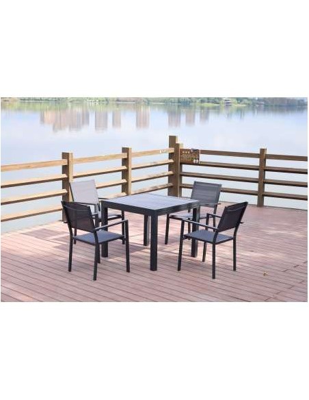 CONJUNTO NIMES MESA EXTENSIBLE 90/180X90X75 CM+ 4 SILLONES