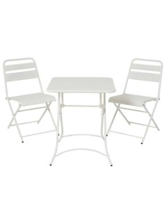 CONJUNTO SILKEBORG DE METAL MESA + 2 SILLAS