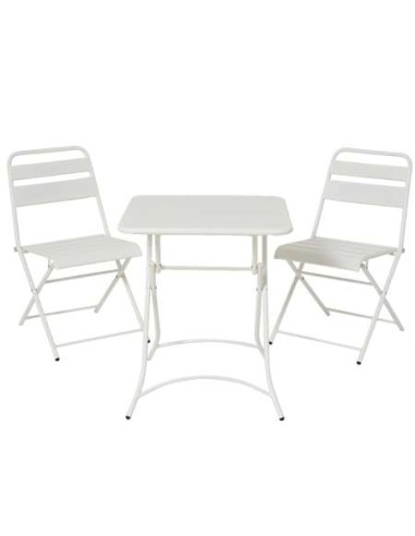 CONJUNTO SILKEBORG DE METAL MESA + 2 SILLAS