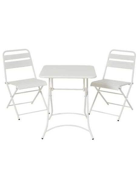 CONJUNTO SILKEBORG DE METAL MESA + 2 SILLAS