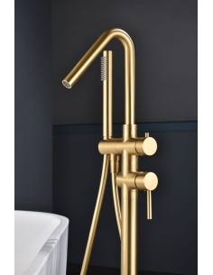 GRIFERIA MONOMANDO EXENTA DE BAÚERA CORCEGA ORO CEPILLADO 2