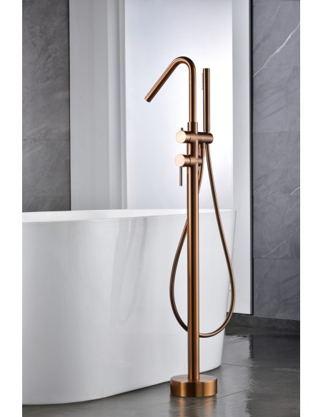 GRIFERIA MONOMANDO EXENTA DE BAÚERA CORCEGA ORO ROSA CEPILLA