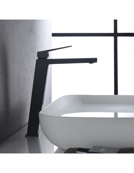 MONOMANDO LAVABO ALTO ART NEGRO MATE