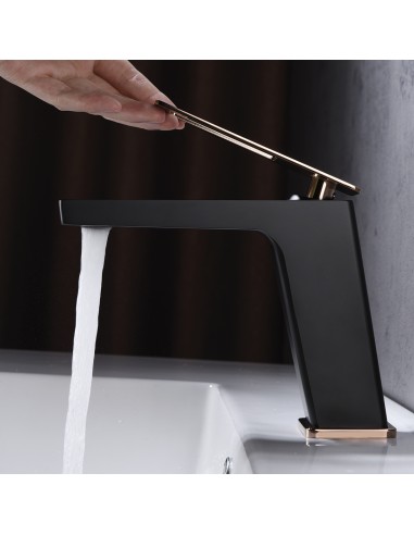 MONOMANDO LAVABO SUECIA NEGRO ORO ROSA 030*021*008