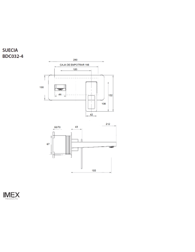 MONOMANDO EMPOTRADO LAVABO SUECIA NEGRO MATE