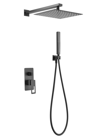 CONJUNTO DUCHA MONOMANDO EMPOTRADO SUECIA NEGRO MATE